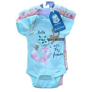 Gerber Baby Newborn One Piece Bodysuit 3 Pack Fox Critters NWT